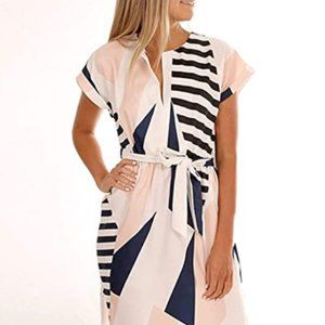 V-Neck Geometric Print Dress